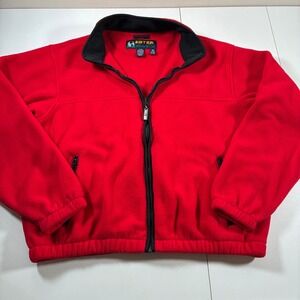 Vintage EBTEK Eddie Bauer Fleece Jacket XLT Tall Red Full Zip Hiking 90s Y2K